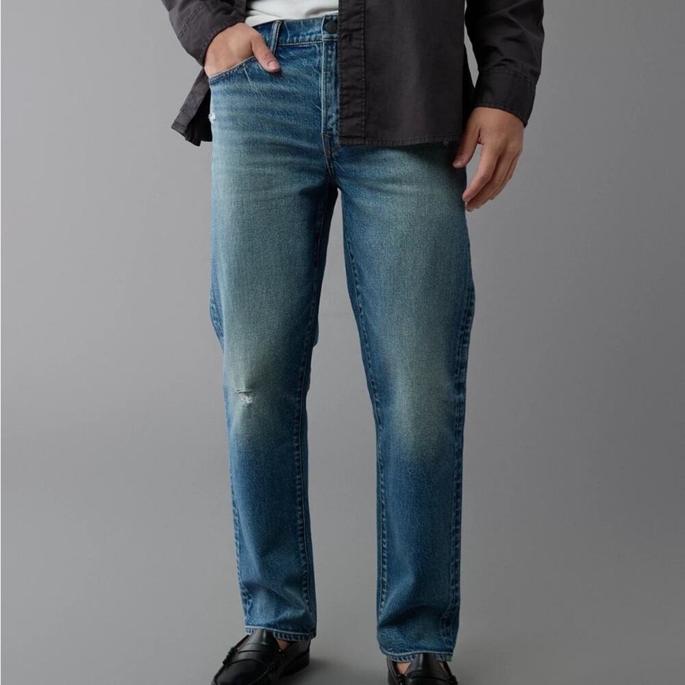 American Eagle Denim Jeans Easyflex original straight medium destroy 30x30 NWT
